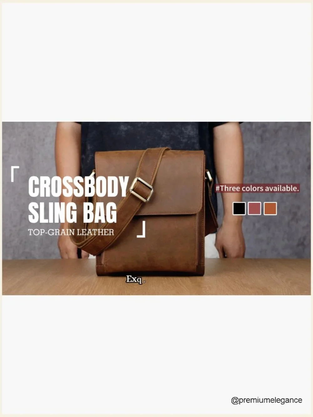 Leather Crossbody Messenger Bag for Men Work Travel Casual